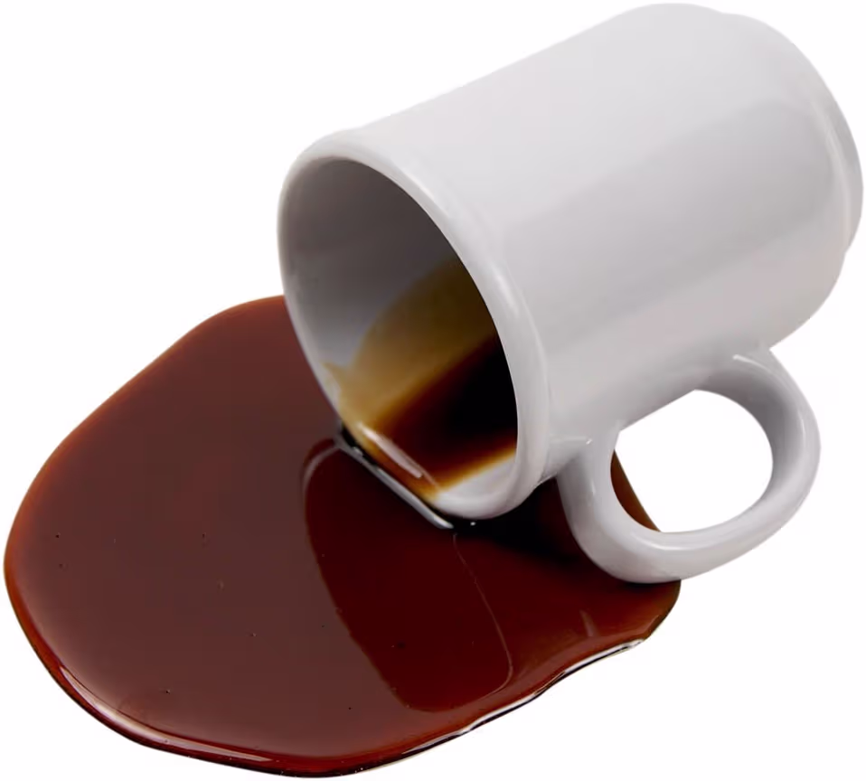 Realistic Fake Black Coffee Spill White Mug Joke Gift