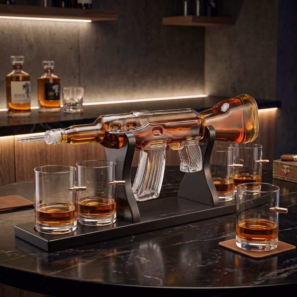 Luxury Rifle-Shaped Whiskey Decanter Set